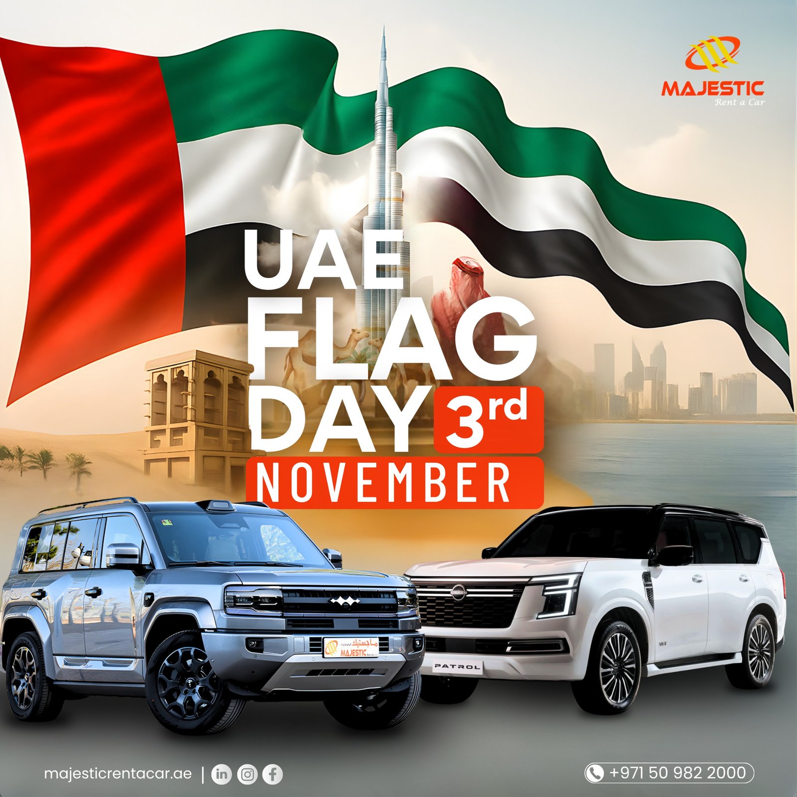 UAE Flag Day 2025: Celebrate with Luxury Rides from Majestic